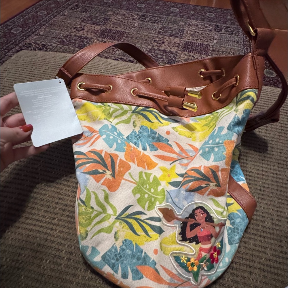 Disney Tropical Print Shoulder Bag with Brown Accents